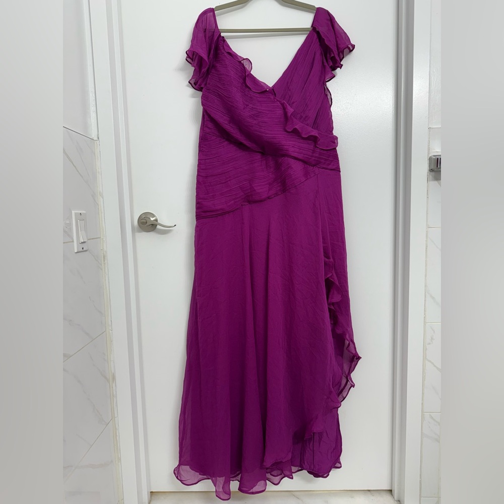 ASOS Curve Fuchsia Ruffled Maxi Dress - Picture 2 of 4